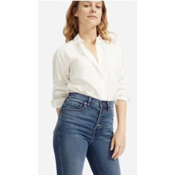 Everlane The Vintage Skinny Jean 26 Ankle High Rise‎ Button Fly Raw Hem Blue $78 - Picture 3 of 7